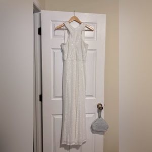 AQUA brand Sequin Formal Gown in Ivory